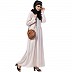 A-line contrast piping flare abaya- Light Pink